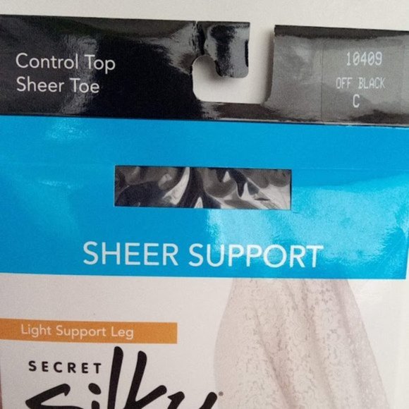 New Secret Silky Control Top Off Black Sheer Support Hosiery Stockings Size C - Picture 4 of 7